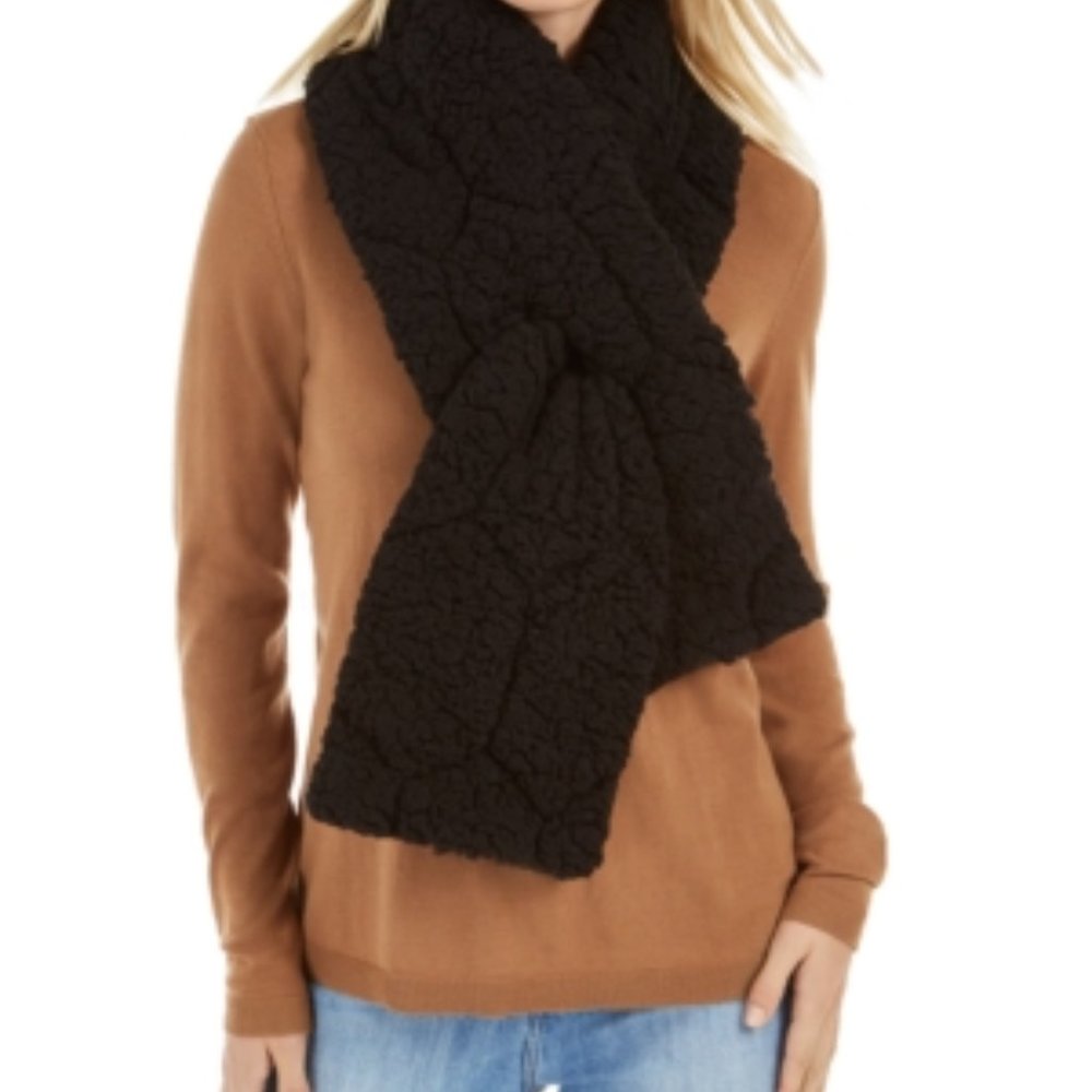 Inc Faux Sherpa Scarf Reversible Quilted Cozy Winter Warm Soft